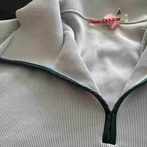 Prada Light Blue Ribbed V-Neck Polo